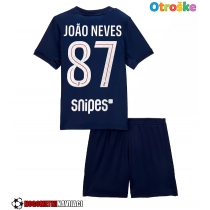 Otroške Nogometnih dresov Paris Saint-Germain Joao Neves #87 Domači 2025-26 Kratki rokavi (+ hlače)